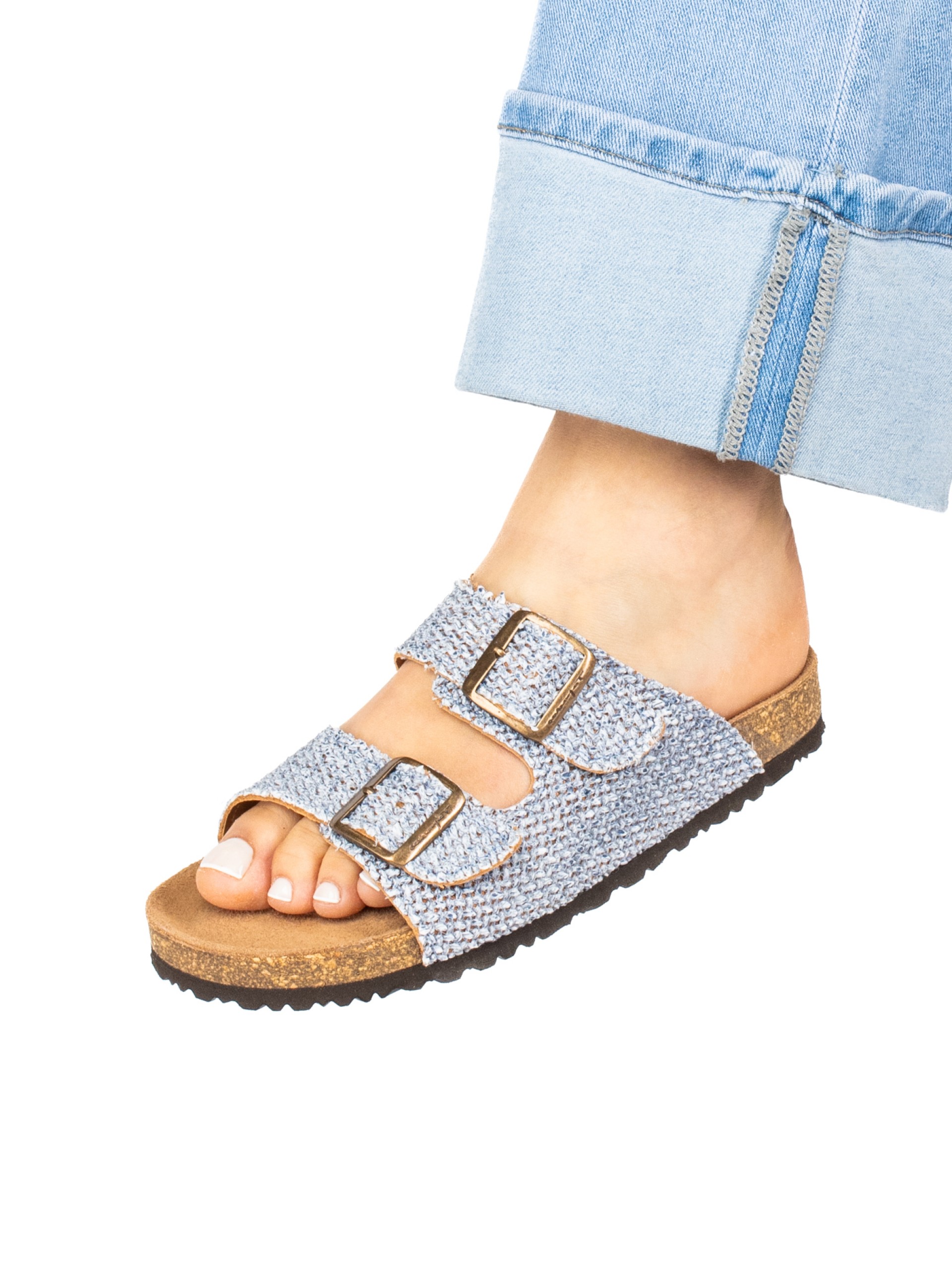 Bio Slide Sandal with Textile Buckles