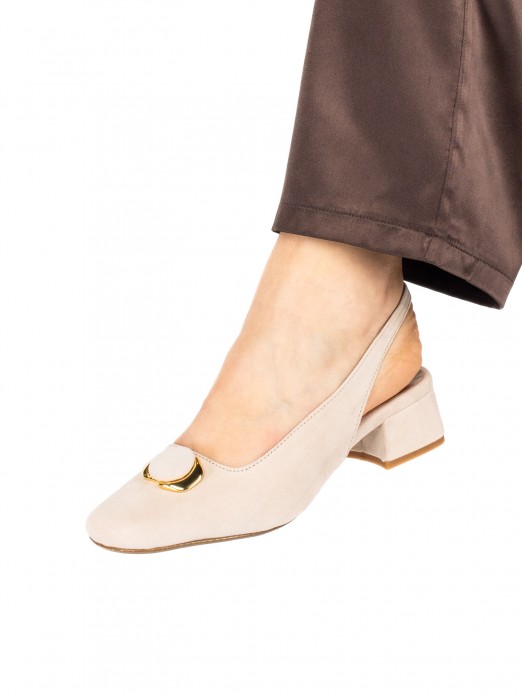 Low-Heel Suede Slingback Shoe Low-Heel Suede Slingback Shoe