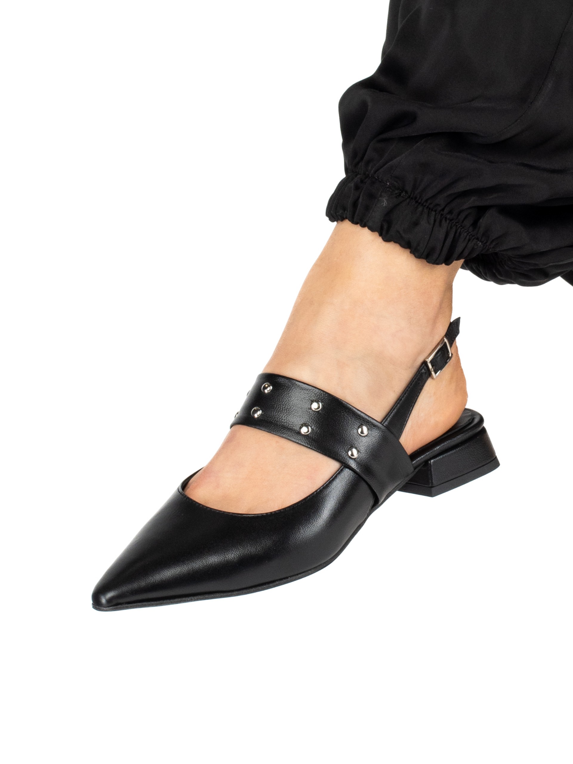 Women’s Leather Shoe with Strap and Studs