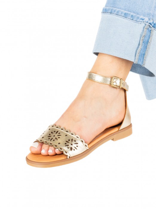 Leather Sandal with Laser-Cut Details Leather Sandal with Laser-Cut Details