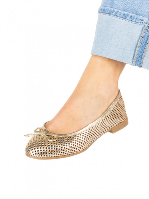 Perforated Leather Ballet Flat Perforated Leather Ballet Flat