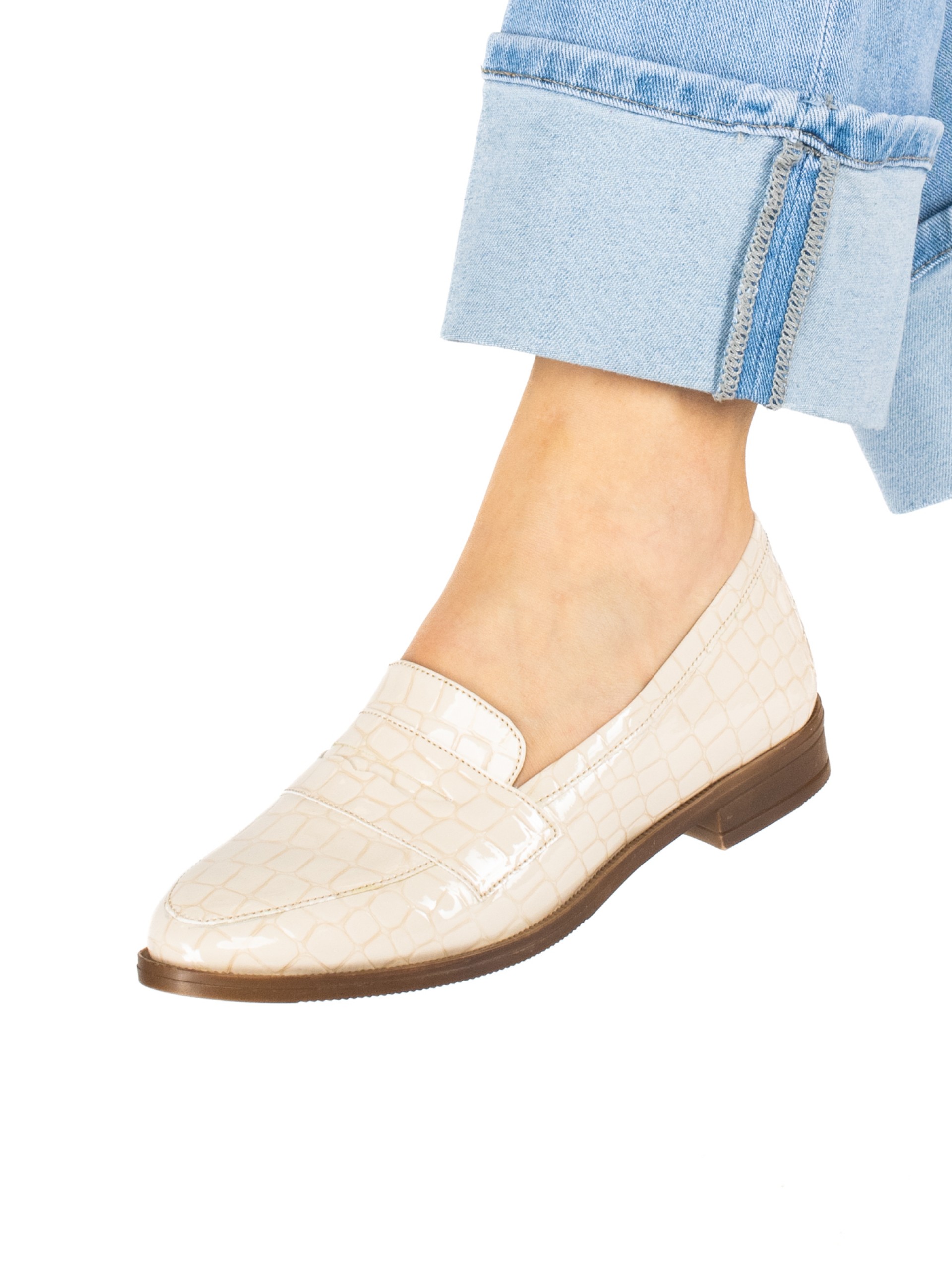 Sapato Mocassim de Senhora em Verniz Croco