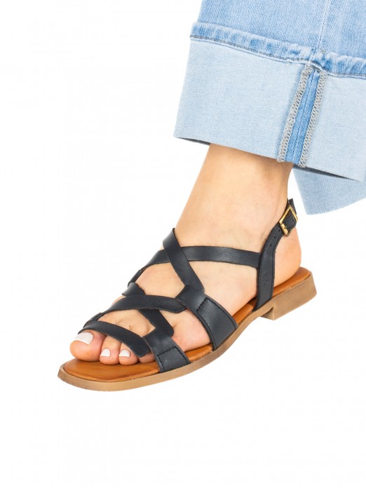 Women’s Leather Sandal with Interwoven Straps Women’s Leather Sandal with Interwoven Straps
