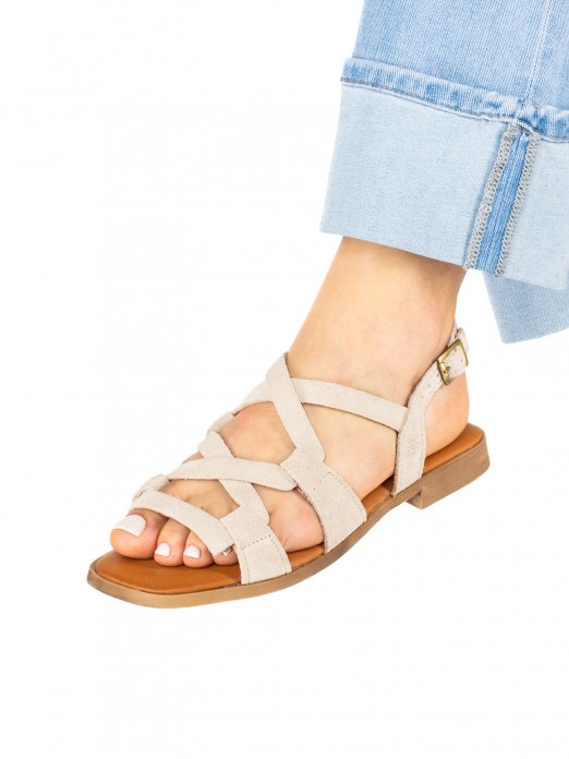 Women’s Suede Sandal with Interwoven Straps Women’s Suede Sandal with Interwoven Straps