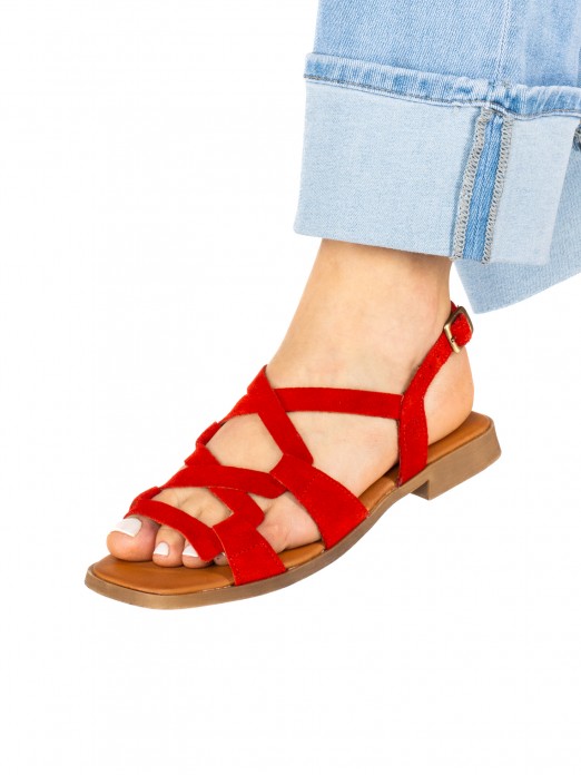 Women’s Suede Sandal with Interwoven Straps Women’s Suede Sandal with Interwoven Straps
