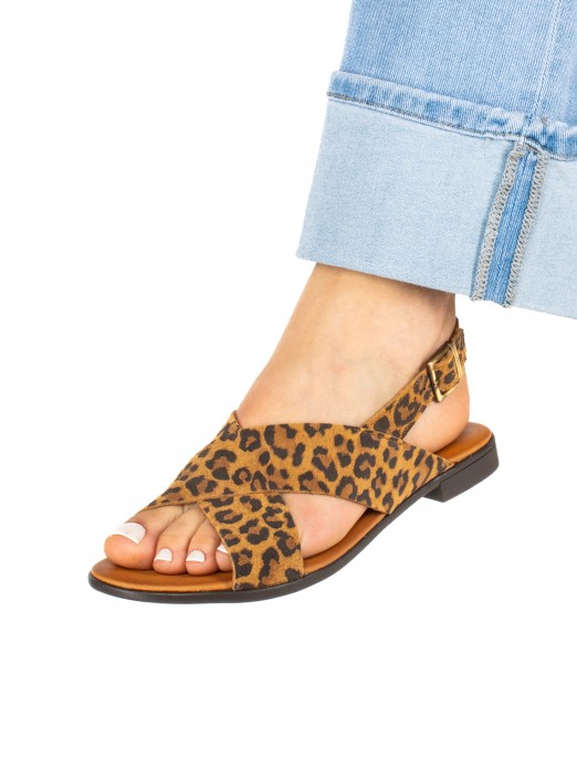 Women’s Flat Suede Animal Print Sandal Women’s Flat Suede Animal Print Sandal