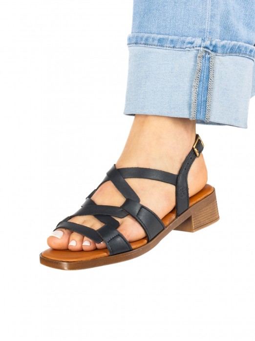 Women’s Leather Sandal with Interwoven Straps Women’s Leather Sandal with Interwoven Straps