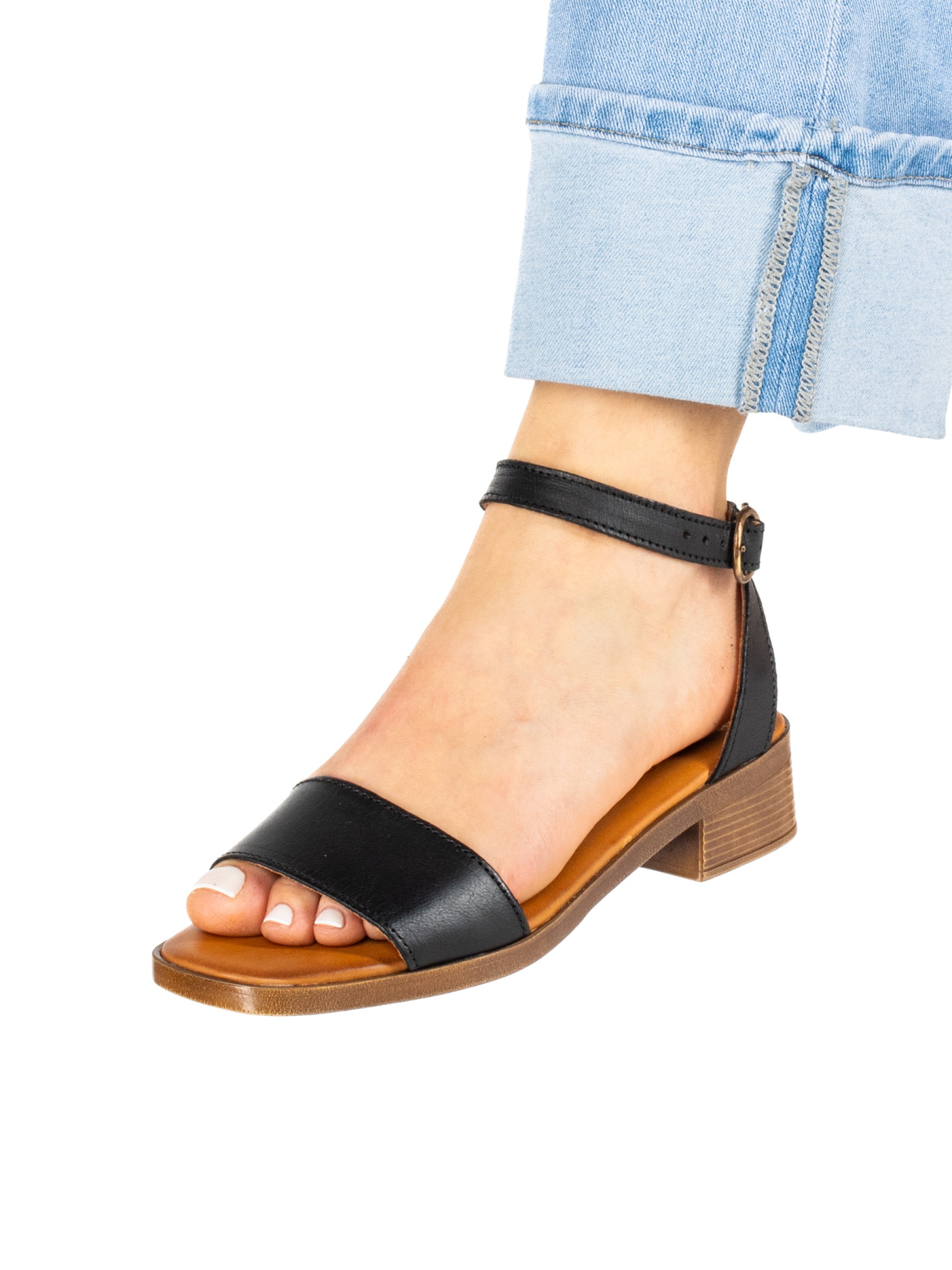 Women’s Leather Sandal with Low Heel