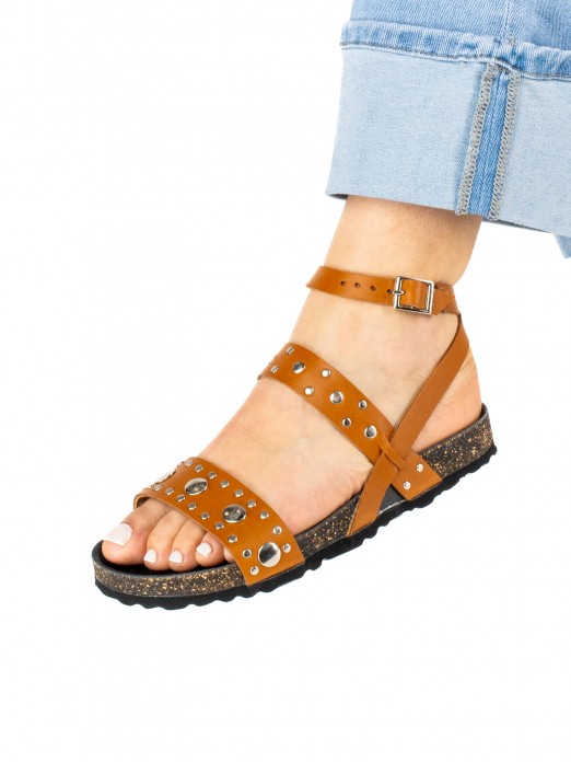 Women’s Bio Leather Sandal with Studded Straps Women’s Bio Leather Sandal with Studded Straps