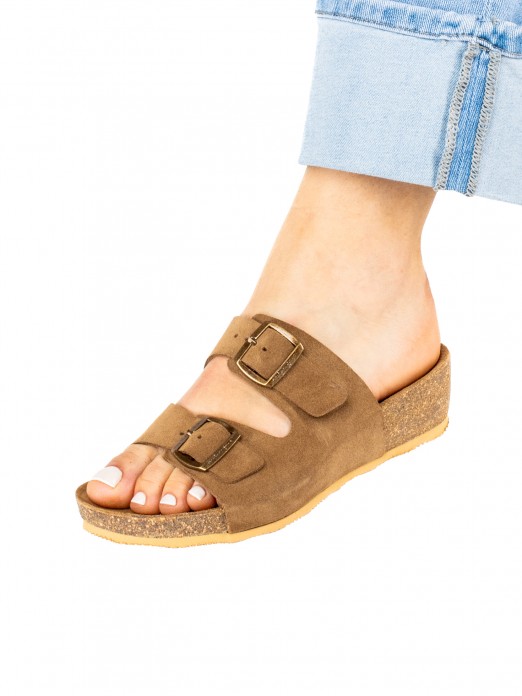 Bio Buckle Sandal in Suede with Wedge Bio Buckle Sandal in Suede with Wedge