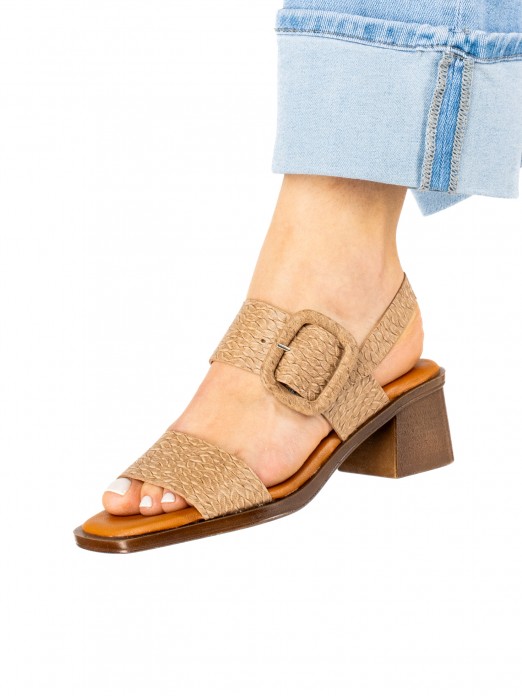 Woven Leather Sandal with Covered Buckle Woven Leather Sandal with Covered Buckle