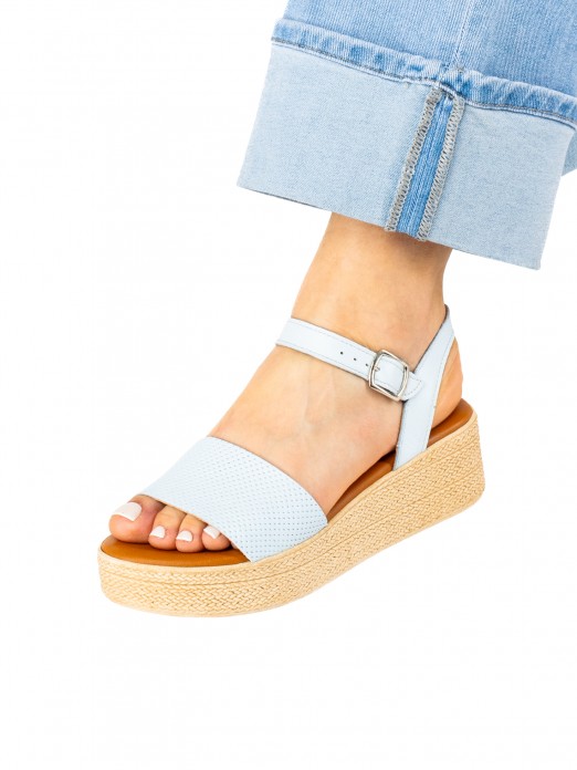 Women’s Perforated Leather Wedge Sandal Women’s Perforated Leather Wedge Sandal