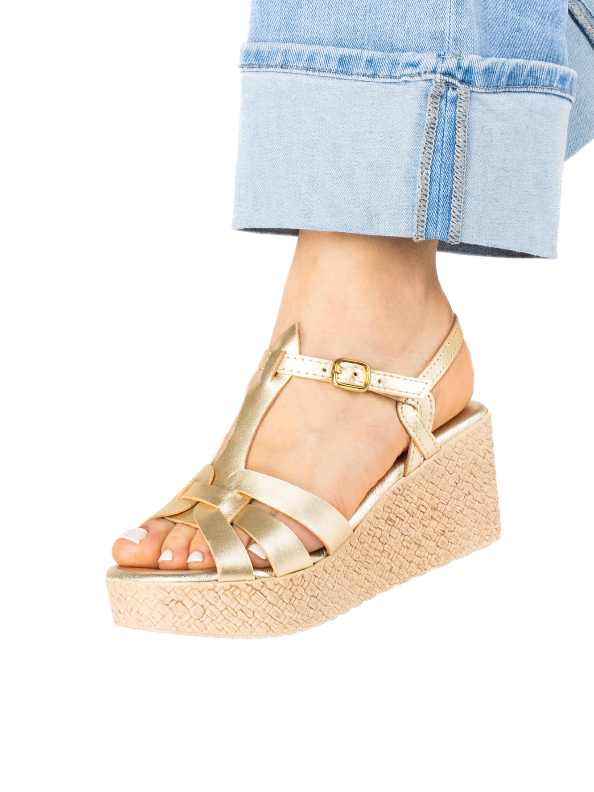 Women’s Metallic Leather Wedge Sandal