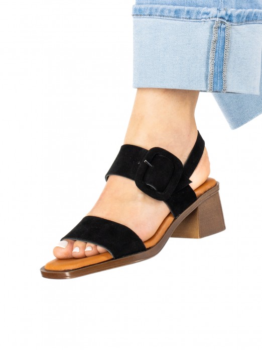 Woven Suede Sandal with Covered Buckle Woven Suede Sandal with Covered Buckle