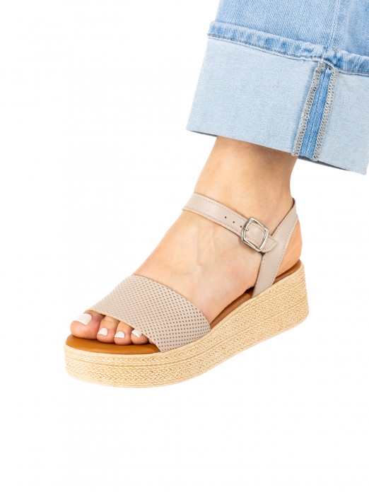 Women’s Perforated Leather Wedge Sandal Women’s Perforated Leather Wedge Sandal