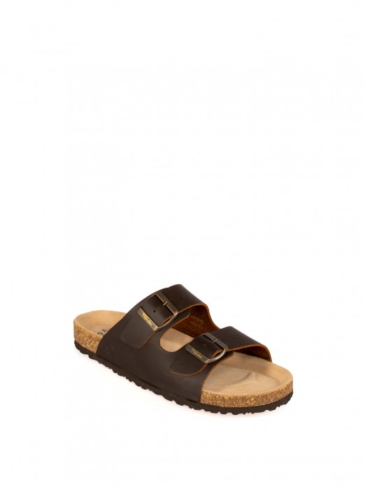 Men’s Bio Aged Leather Slide Sandal with Buckles Men’s Bio Aged Leather Slide Sandal with Buckles
