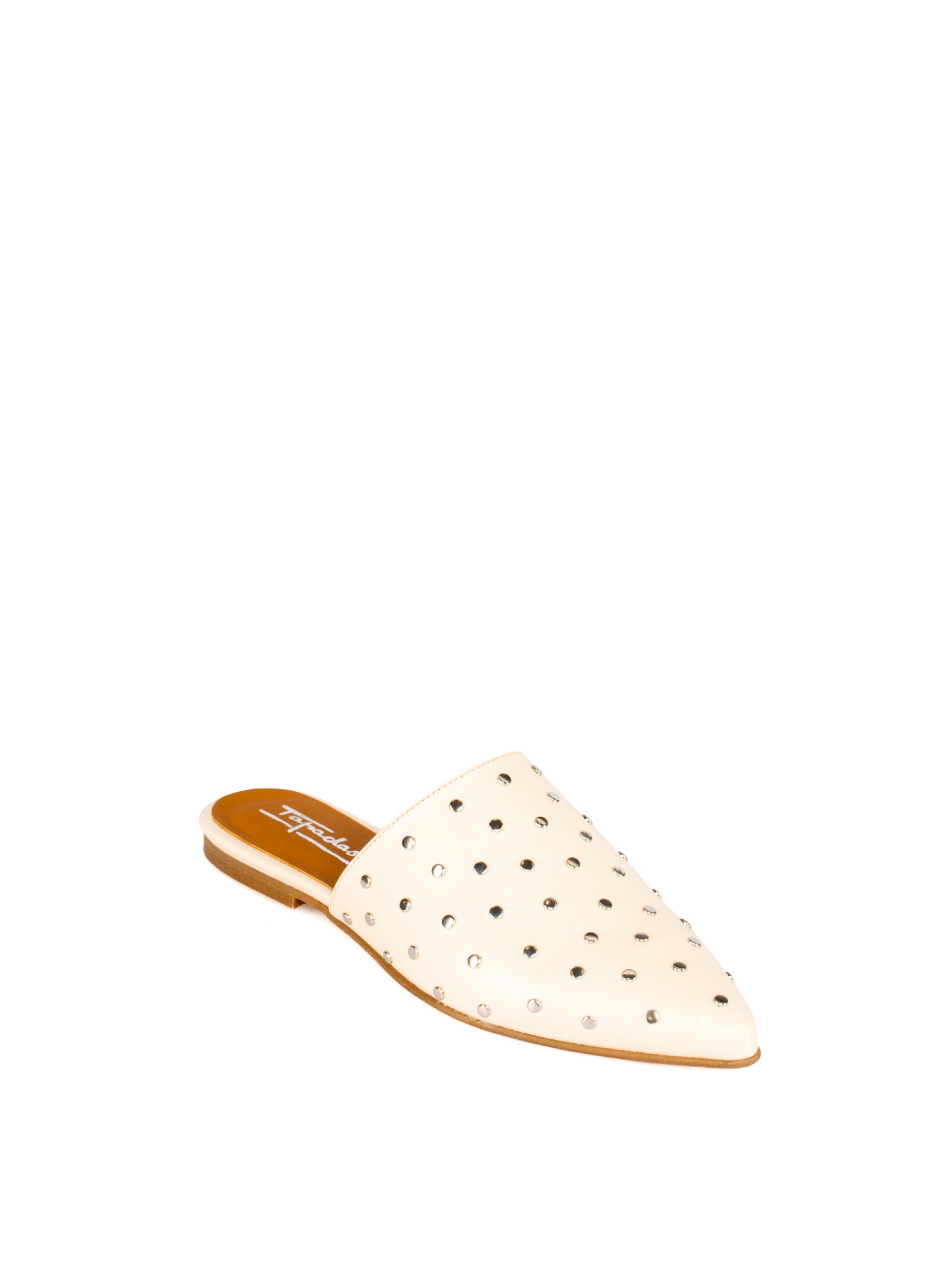 Women’s leather flat mule with studs
