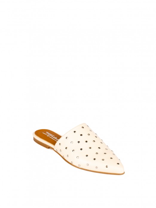 Women’s leather flat mule with studs Women’s leather flat mule with studs