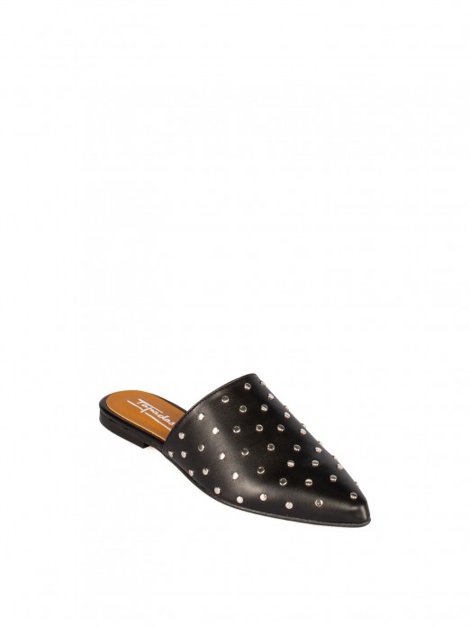 Women’s leather flat mule with studs Women’s leather flat mule with studs
