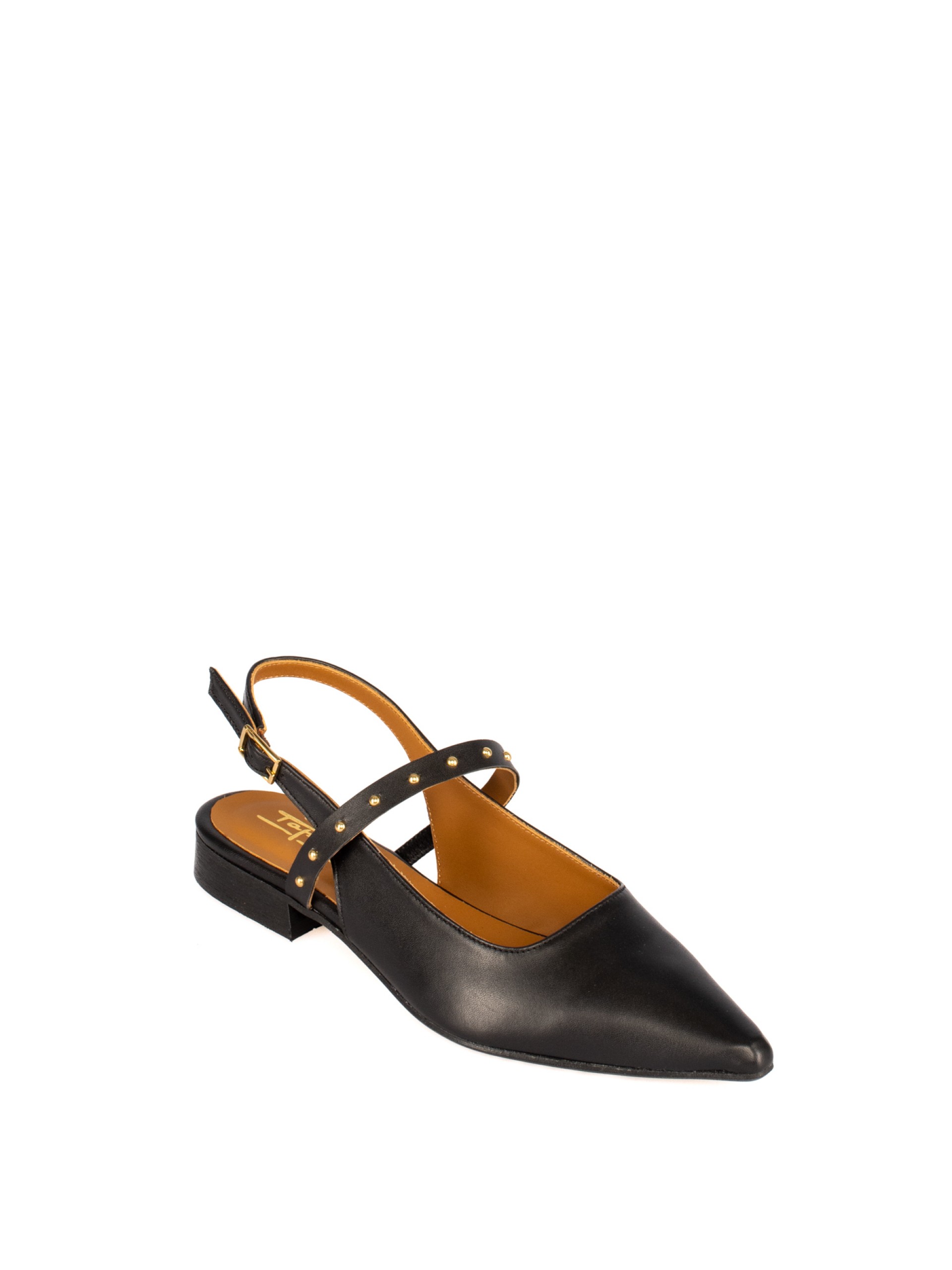 Women’s leather flat shoe with studded strap