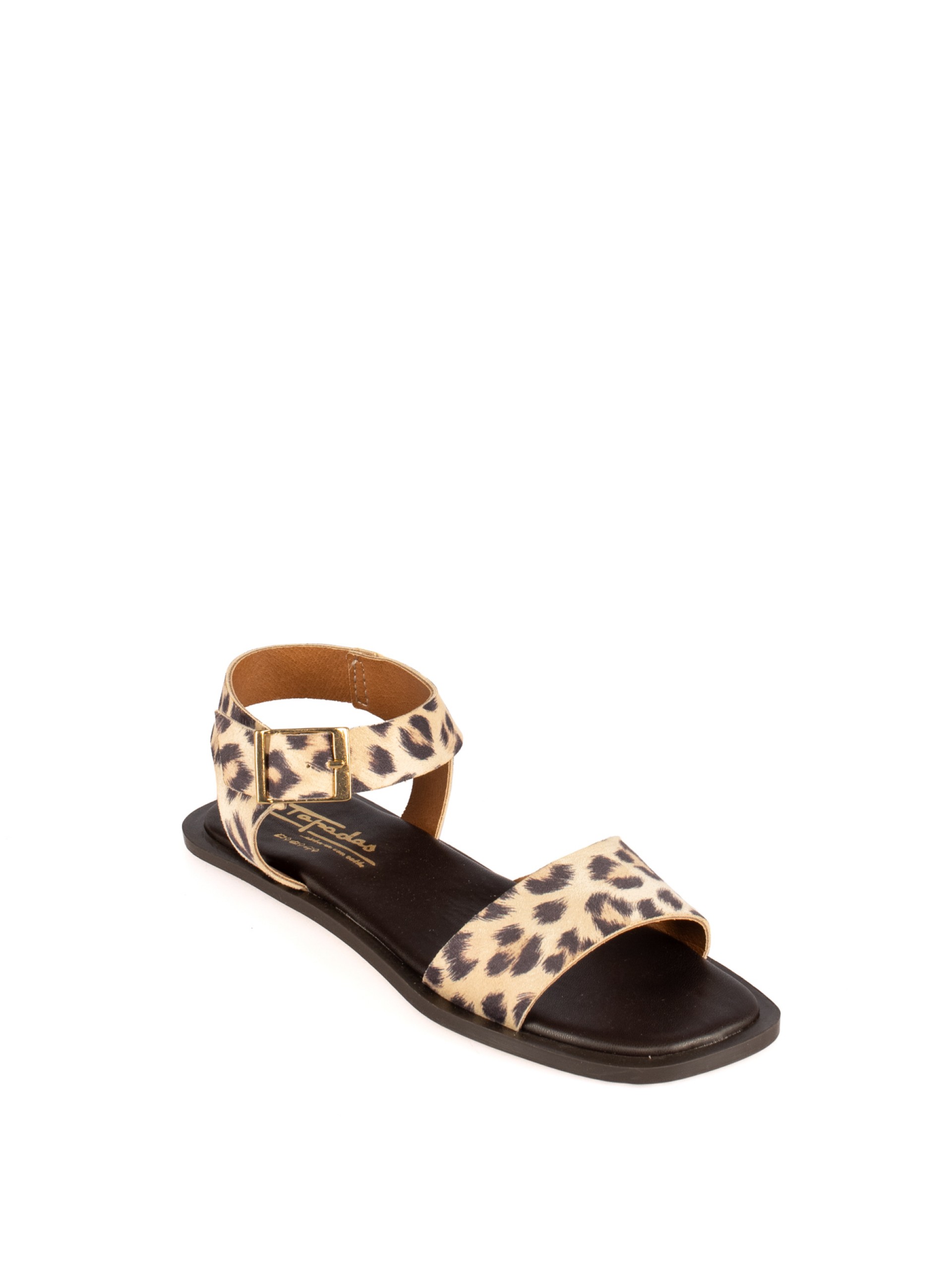 Women’s Flat Leather Animal Print Sandal