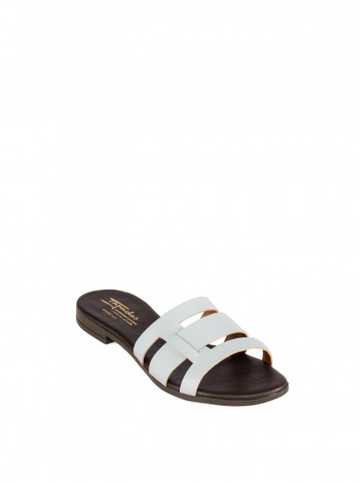 Women�s Animal Print Leather Slide with Interwoven