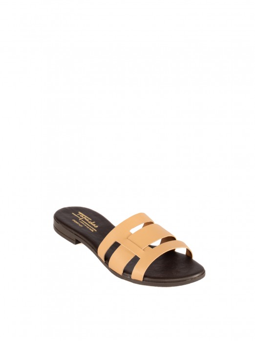 Women’s Animal Print Leather Slide with Interwoven Women’s Animal Print Leather Slide with Interwoven