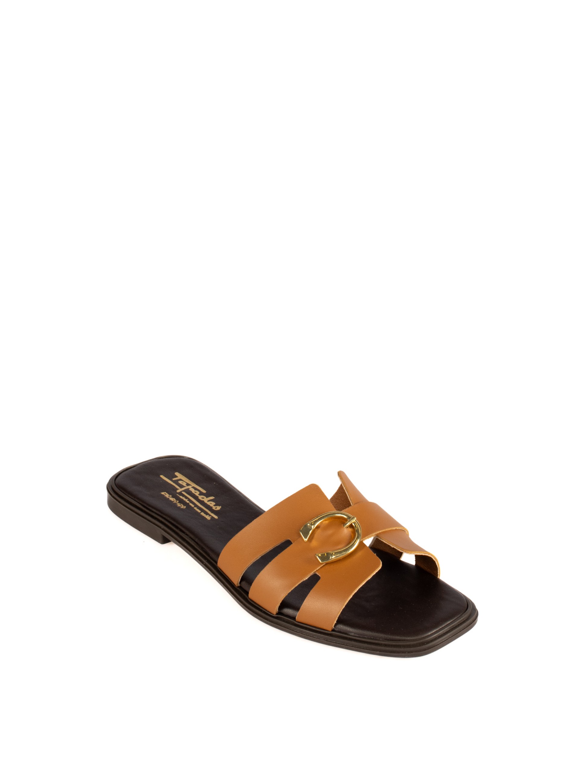 Women’s Leather Slide with Interwoven Straps