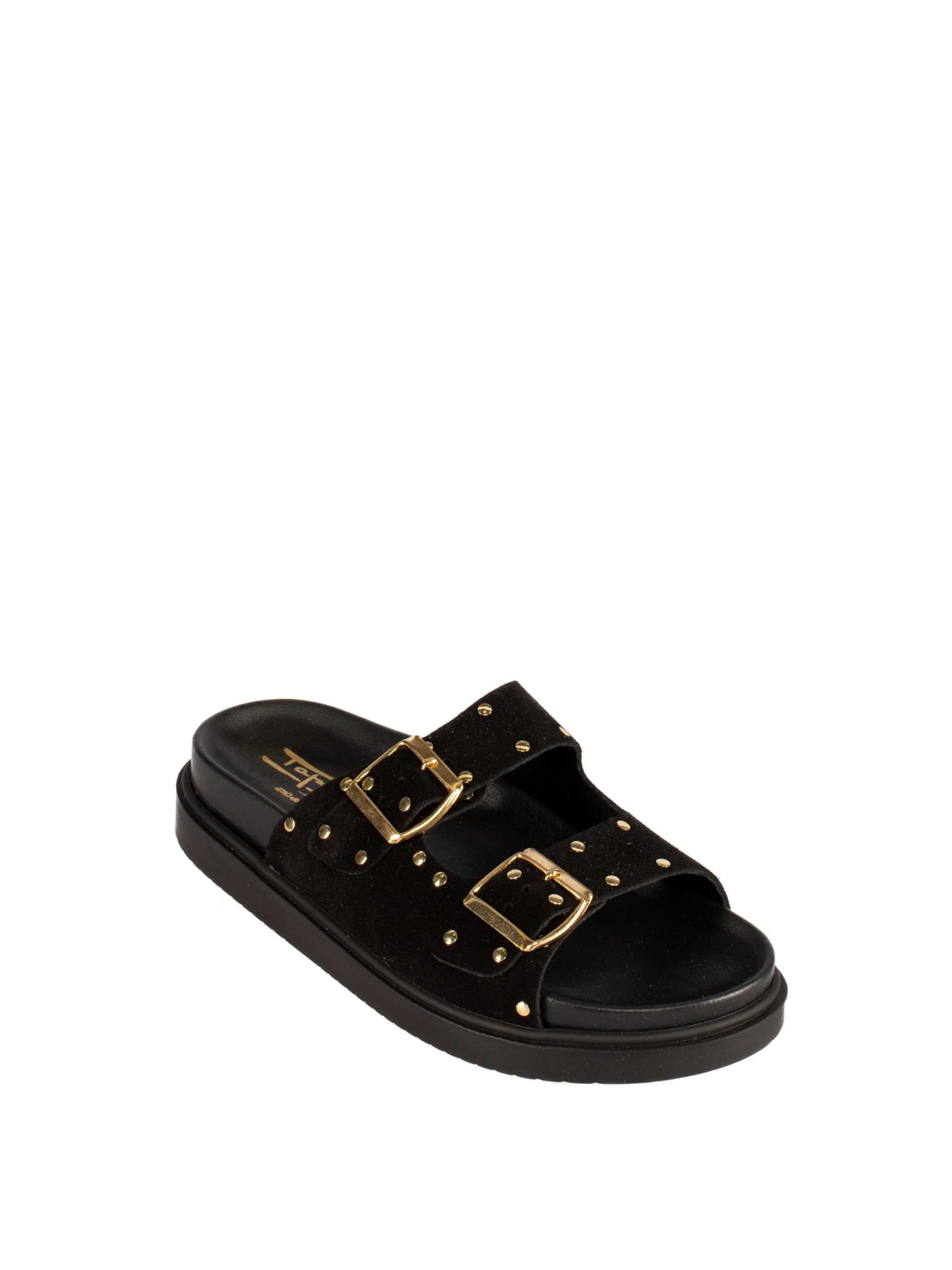 Women’s Suede Slide with Buckles and Studs