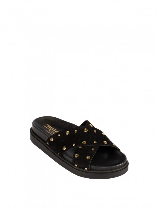 Women’s Suede Slide with Metallic Studs Women’s Suede Slide with Metallic Studs