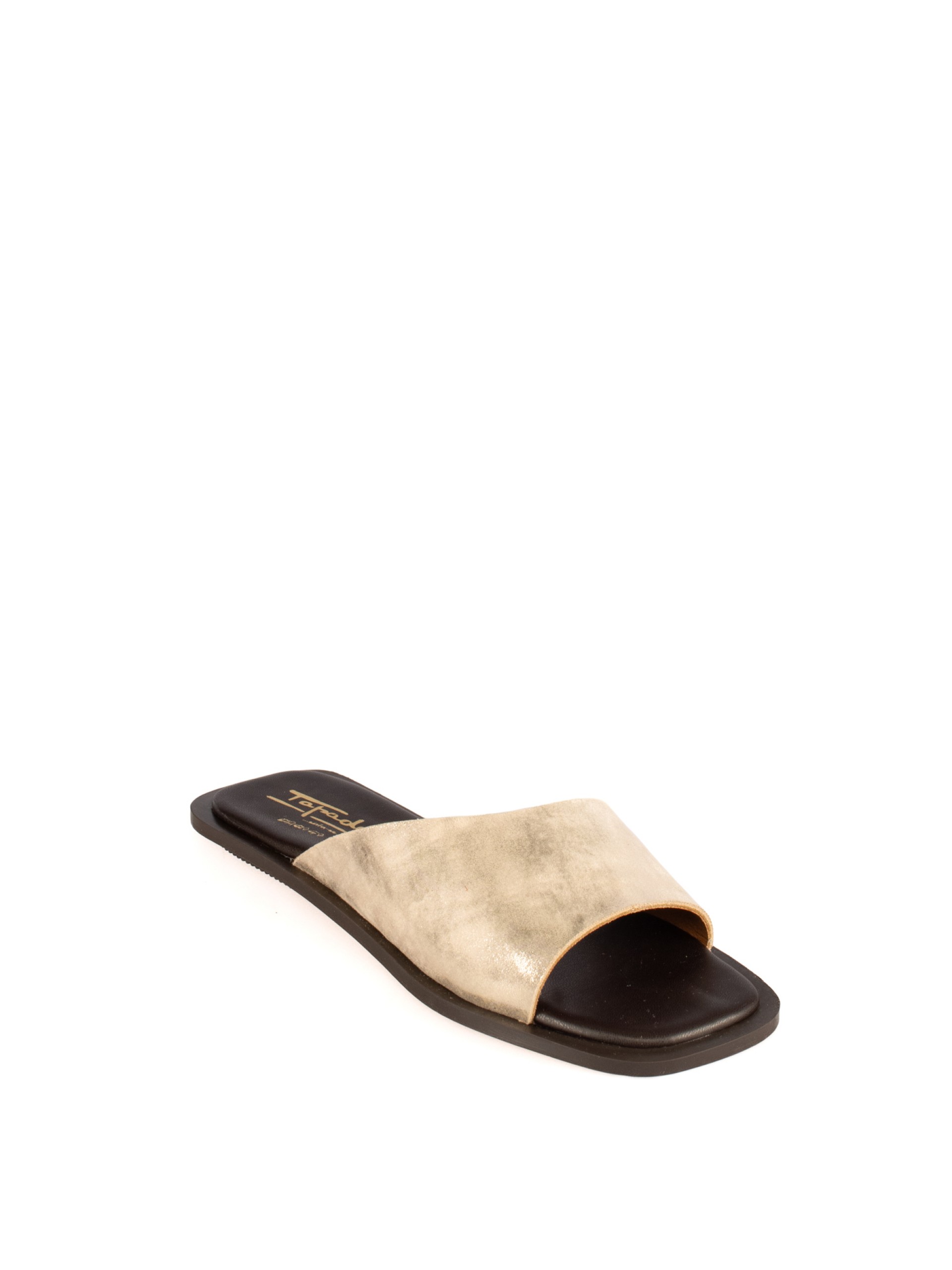 Women’s Flat Laminated Leather Slide