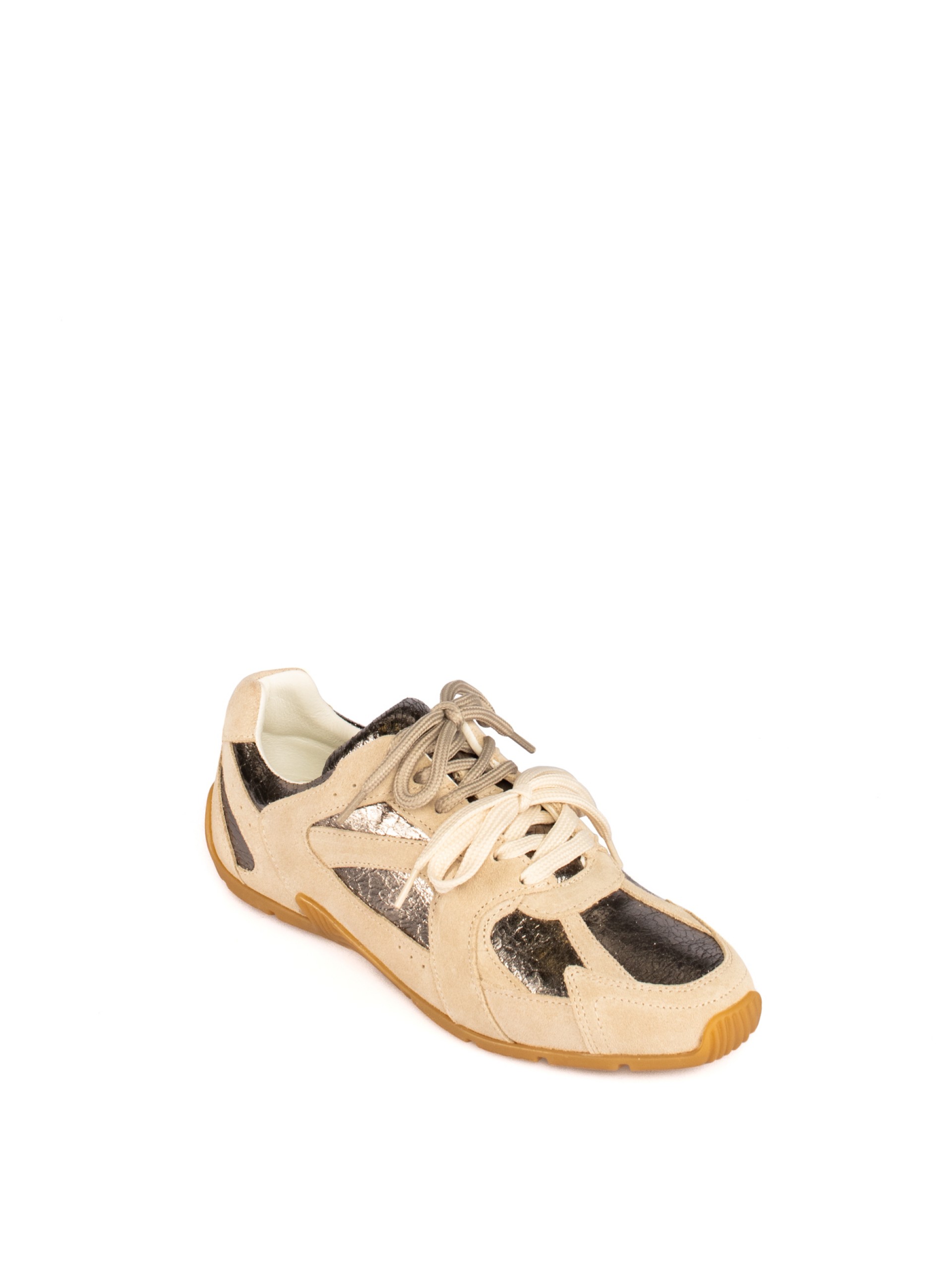 Women’s Laminated Leather and Suede Sneaker