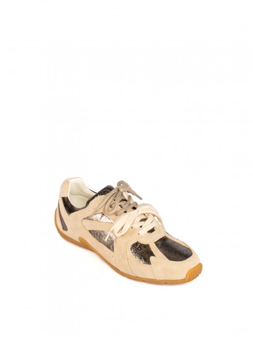 Women’s Laminated Leather and Suede Sneaker Women’s Laminated Leather and Suede Sneaker