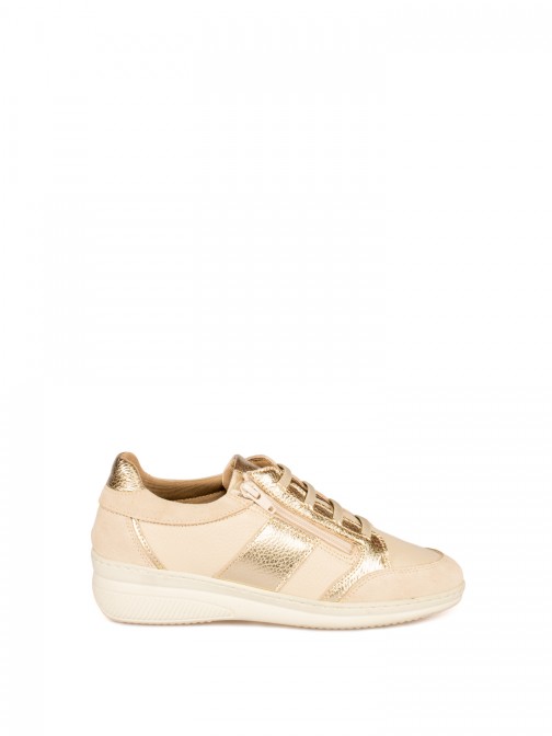 Comfortable leather shoe with laces and zipper. Comfortable leather shoe with laces and zipper.