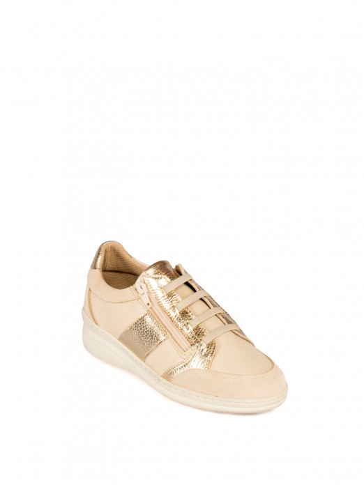 Comfortable leather shoe with laces and zipper. Comfortable leather shoe with laces and zipper.