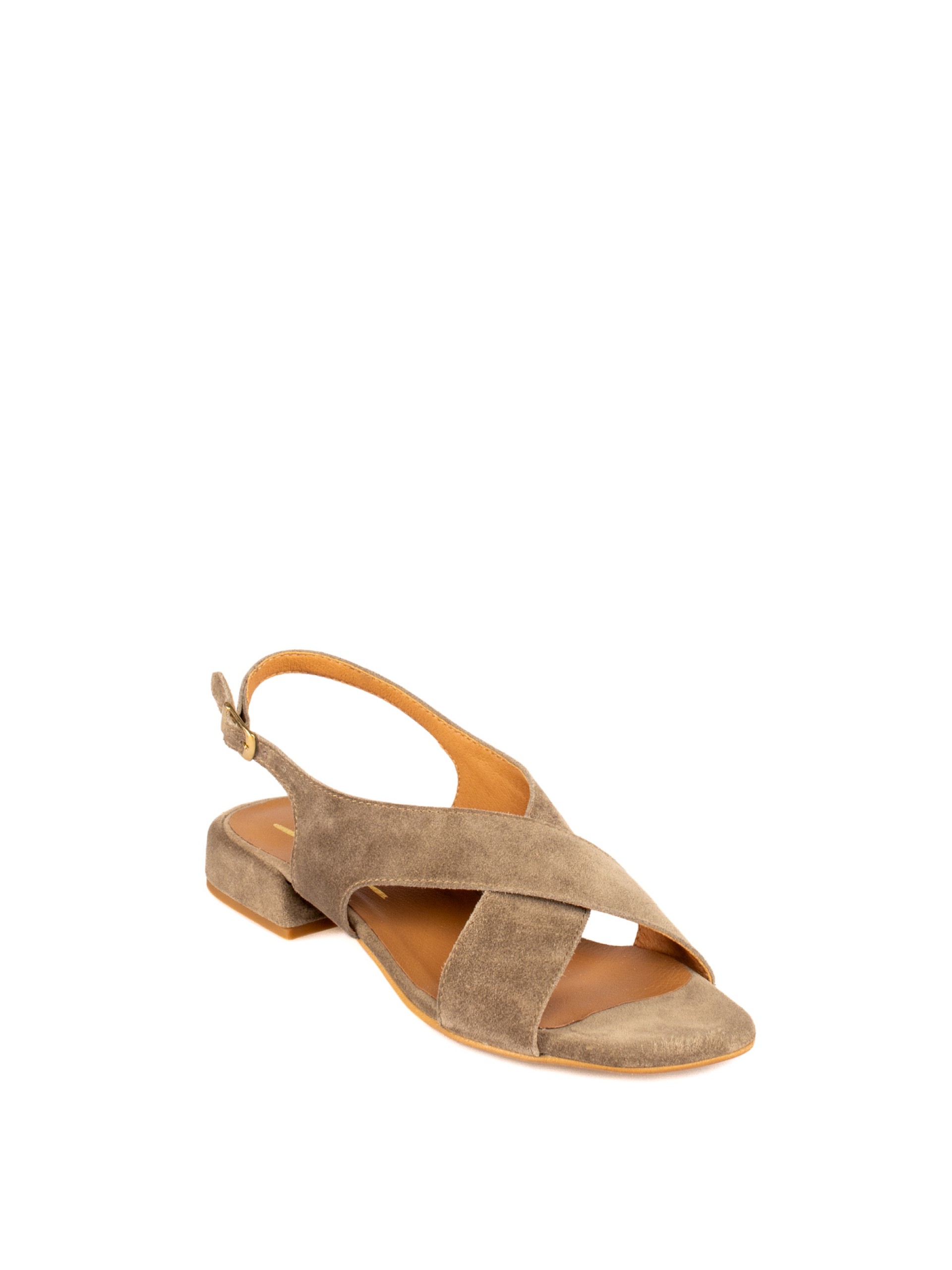 Women’s Suede Sandal with
Crossed Straps and Low