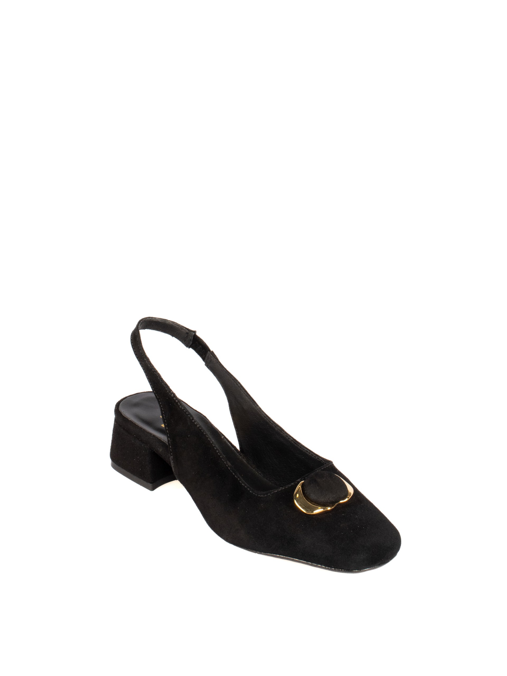 Sapato Slingback de Salto Baixo em Camurça