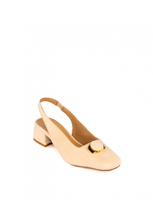 Low-Heel Suede Slingback Shoe Low-Heel Suede Slingback Shoe