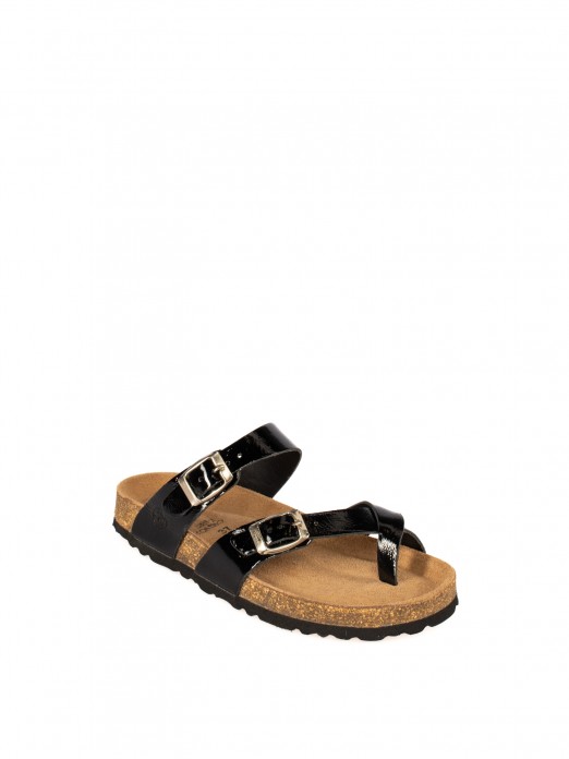 Chinelo Bio em Verniz com tiras e fivelas Chinelo Bio em Verniz com tiras e fivelas