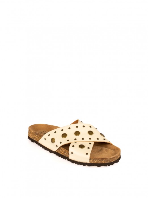 Women’s Bio Leather Slide Sandal with Cross Straps Women’s Bio Leather Slide Sandal with Cross Straps