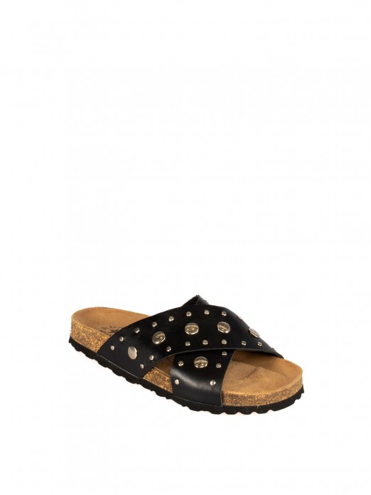 Women’s Bio Leather Slide Sandal with Cross Straps Women’s Bio Leather Slide Sandal with Cross Straps