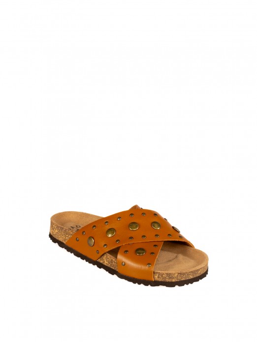 Women’s Bio Leather Slide Sandal with Cross Straps Women’s Bio Leather Slide Sandal with Cross Straps