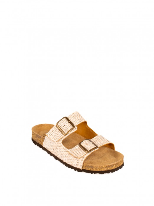 Bio Slide Sandal with Textile Buckles Bio Slide Sandal with Textile Buckles