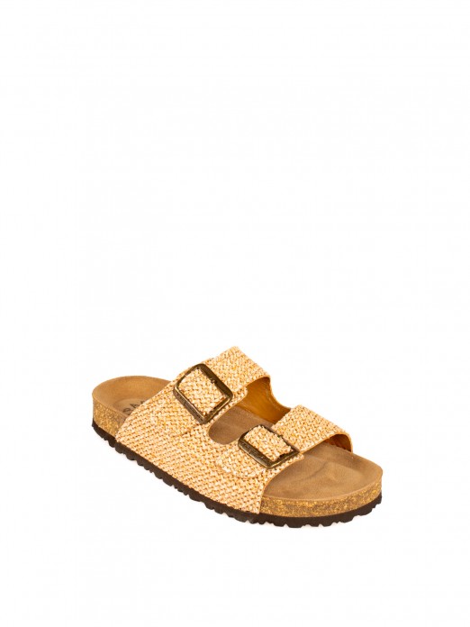 Bio Slide Sandal with Textile Buckles Bio Slide Sandal with Textile Buckles