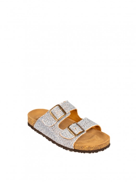 Bio Slide Sandal with Textile Buckles Bio Slide Sandal with Textile Buckles