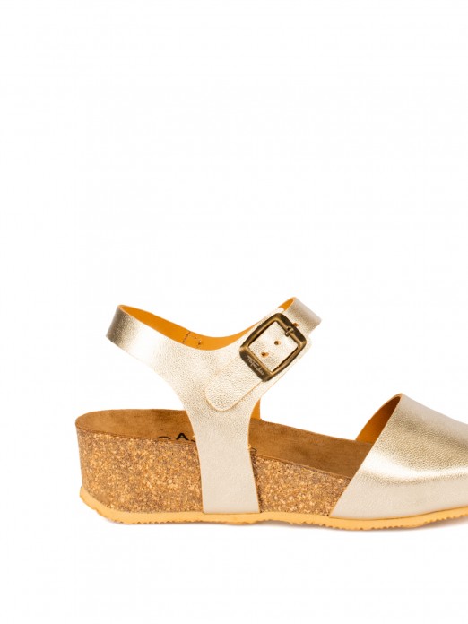 Bio Wedge Sandal in Laminated Leather Bio Wedge Sandal in Laminated Leather
