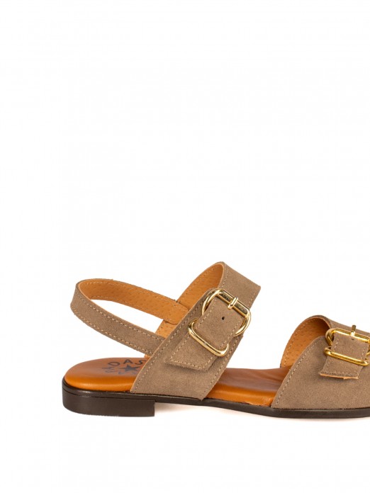 Women’s Flat Suede Sandal
with Adjustable Straps Women’s Flat Suede Sandal
with Adjustable Straps