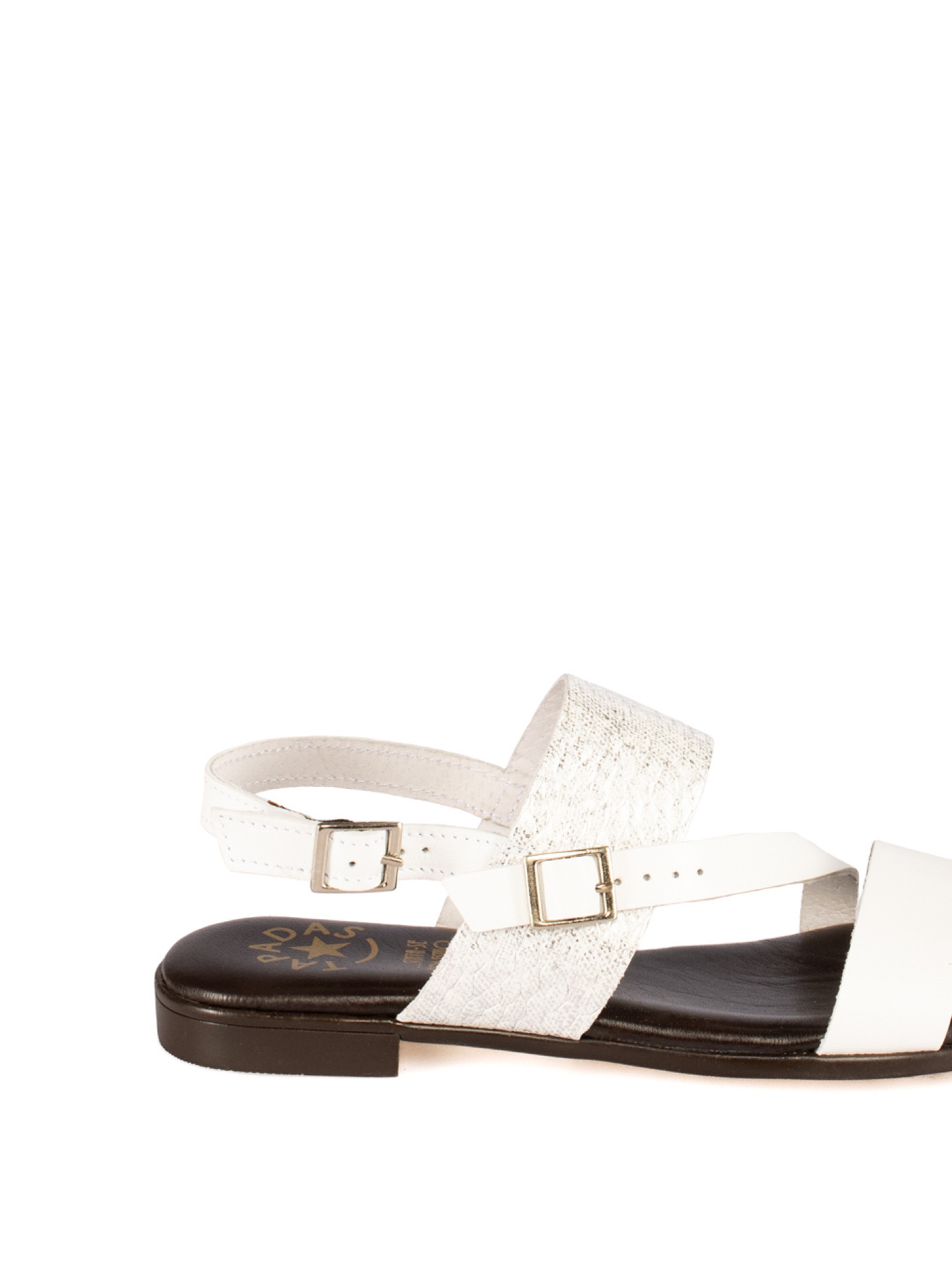Women’s Flat Leather Sandal
with Combined Material