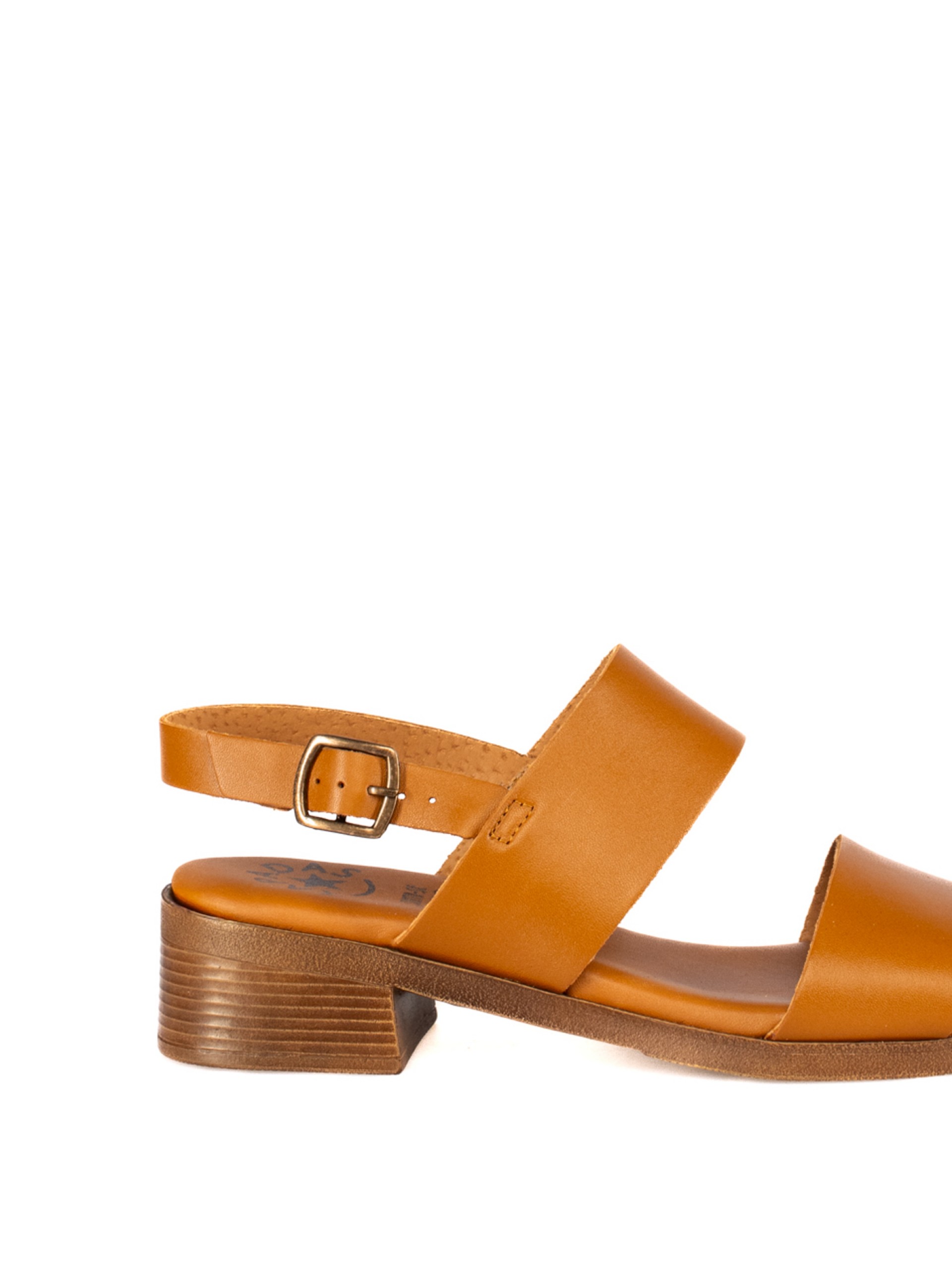 Low-Heel Sandal with Two Leather Straps