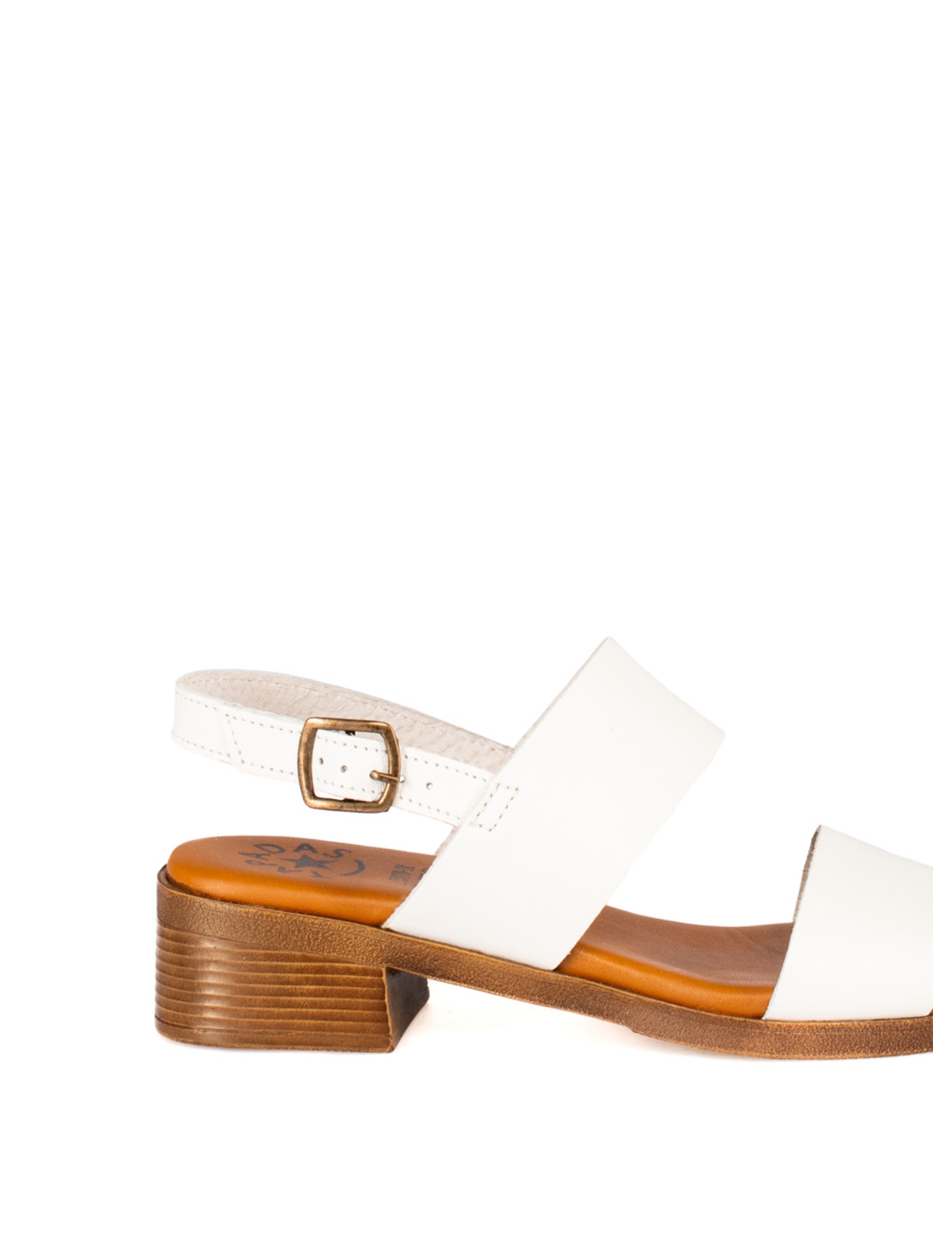 Low-Heel Sandal with Two Leather Straps